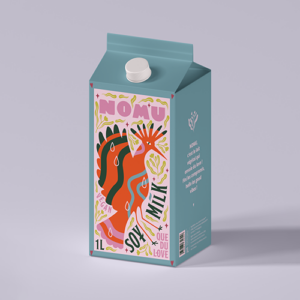 Création de l'identité visuelle et du packaging illustré de la marque de lait d'avoine NOMU